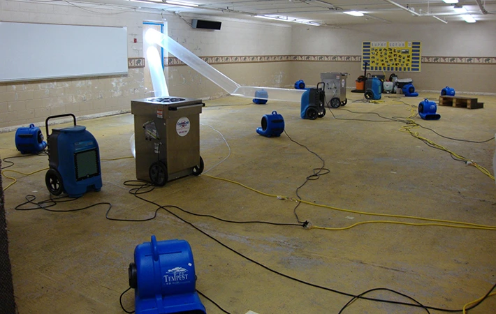 Drying equipment including dehumidifiers and air movers for water removal solutions.
